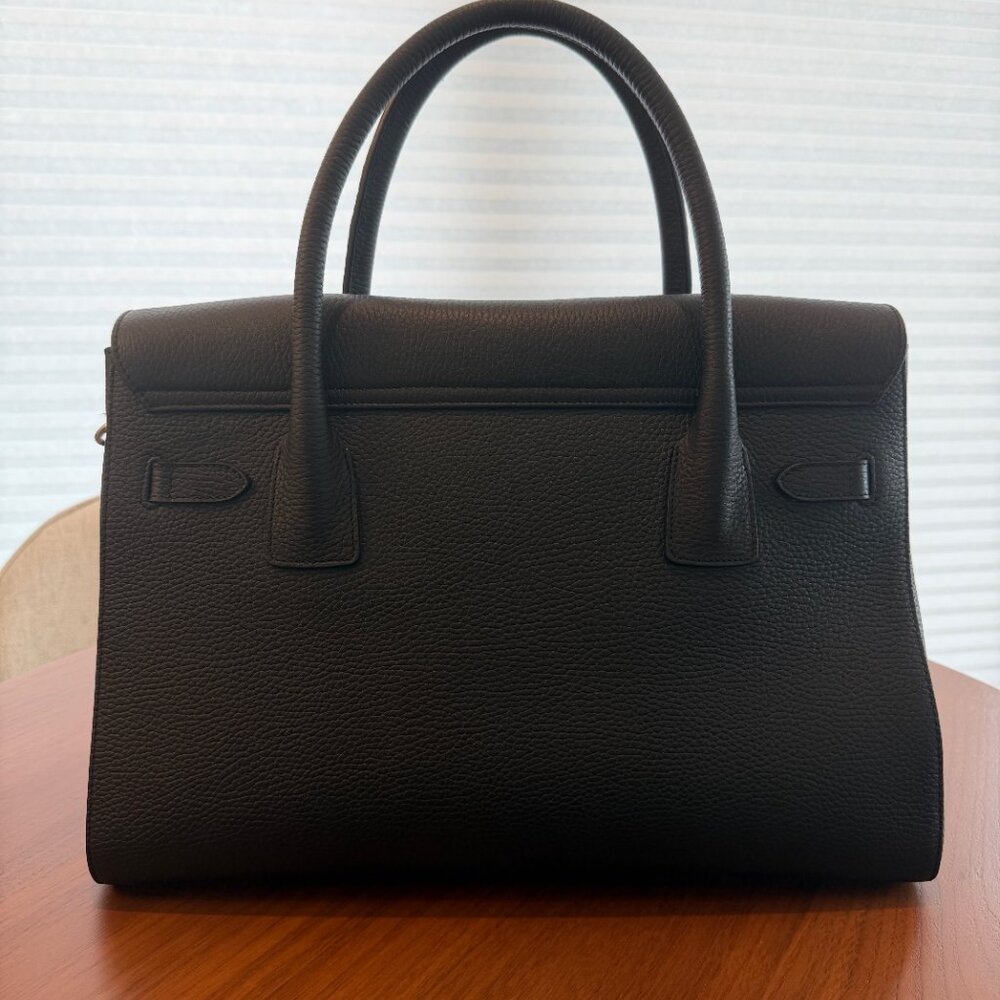 Black Leather Top-Handle Briefcase - Classic Structured Style - Picture 2 of 6